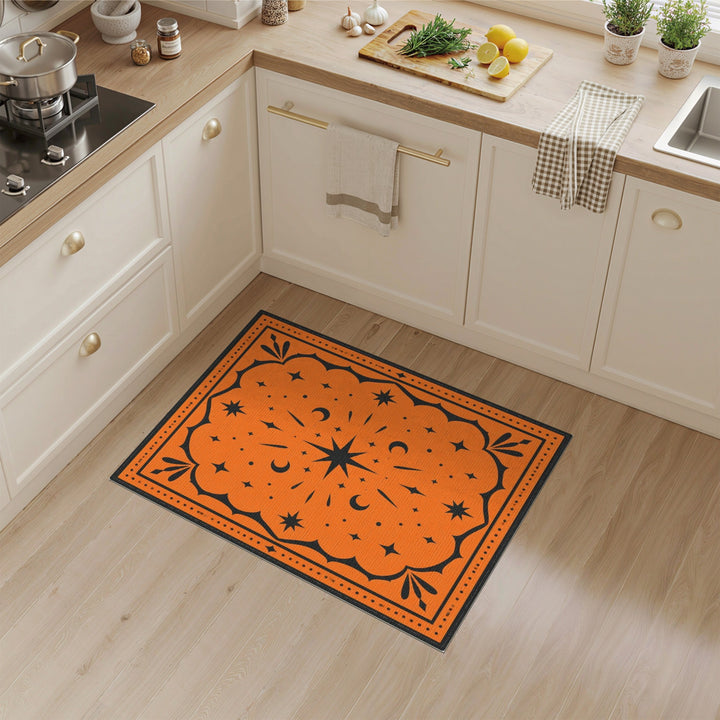 Orange Southwestern Celestial Area Rug