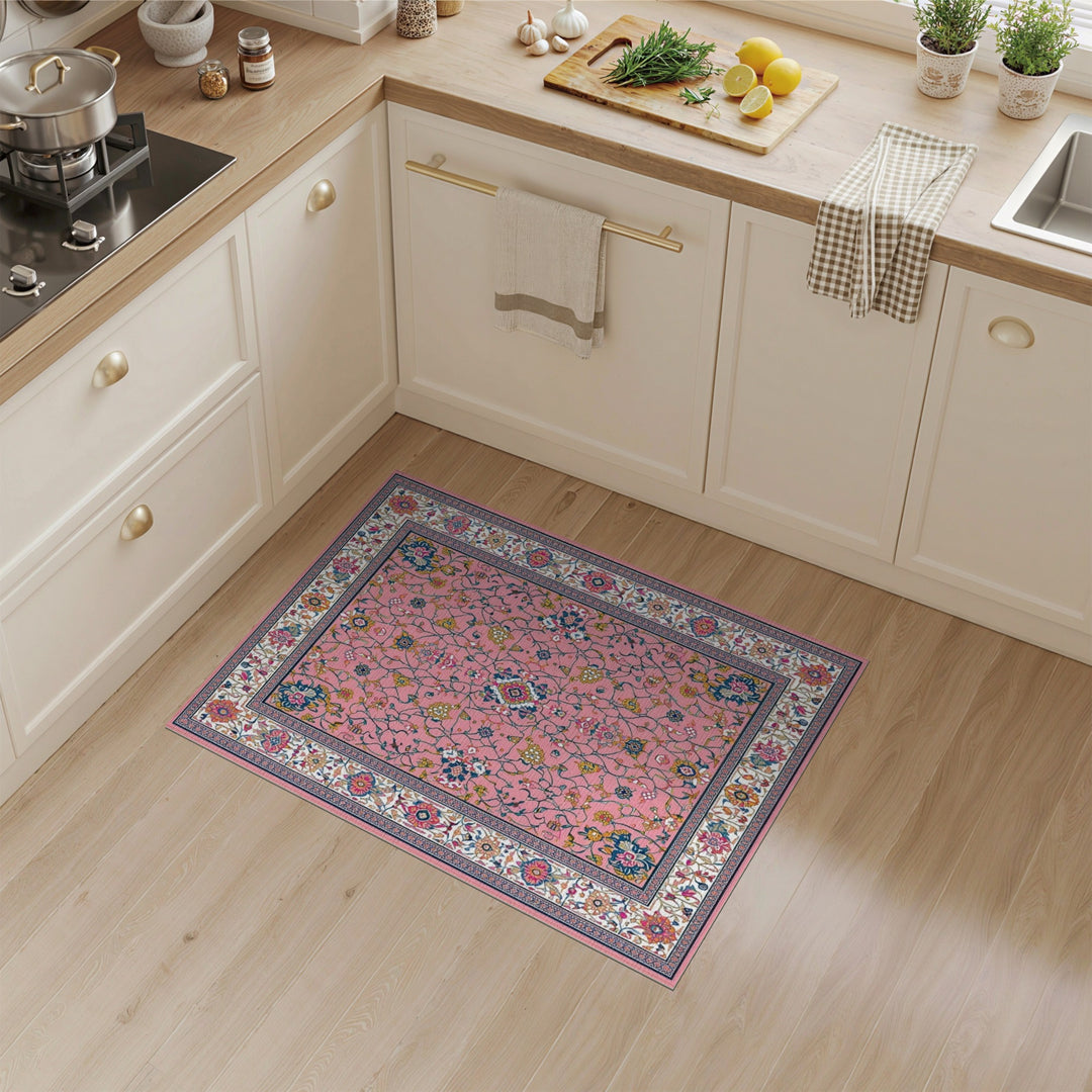 Pink Floral Vintage Area Rug