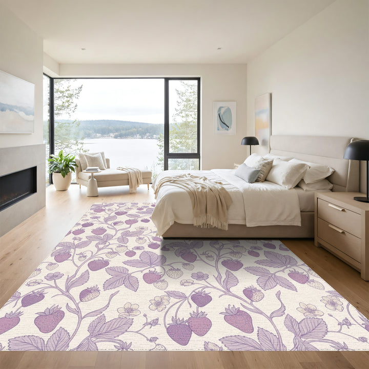Lavender Strawberry Vine Blossom Rug