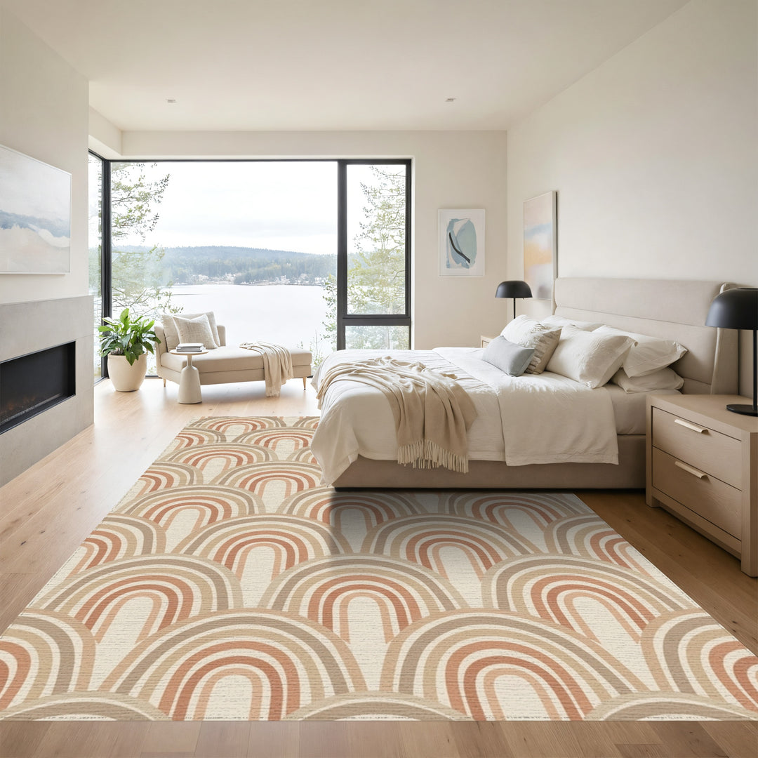 Boho Earth Tones Layered Rainbow Rug