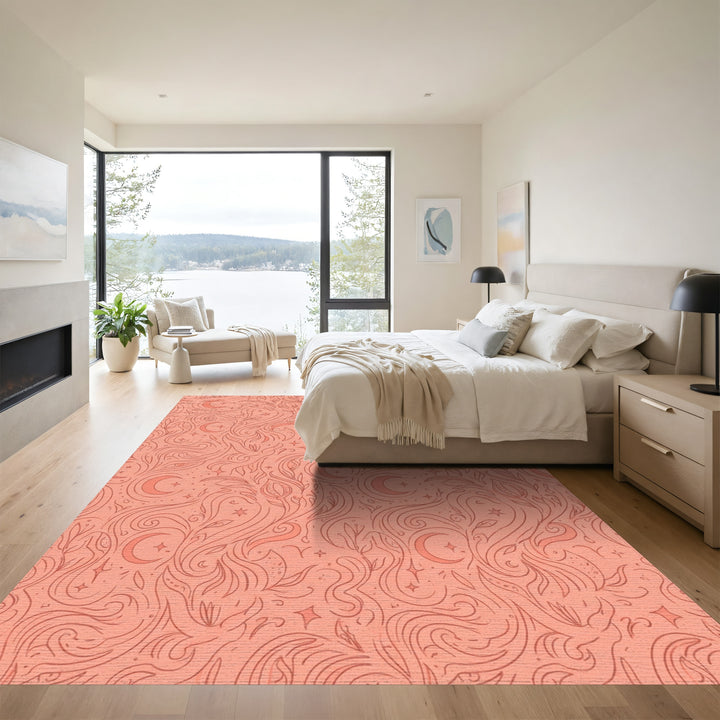 Celestial Moon And Star Swirl Garden Rug