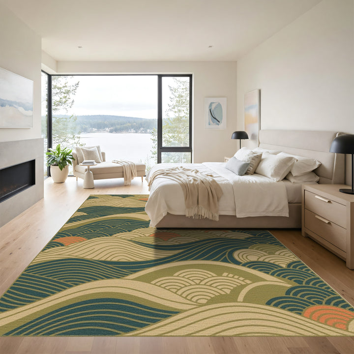 Seascape Sunset Arc Coastal Waves Rug