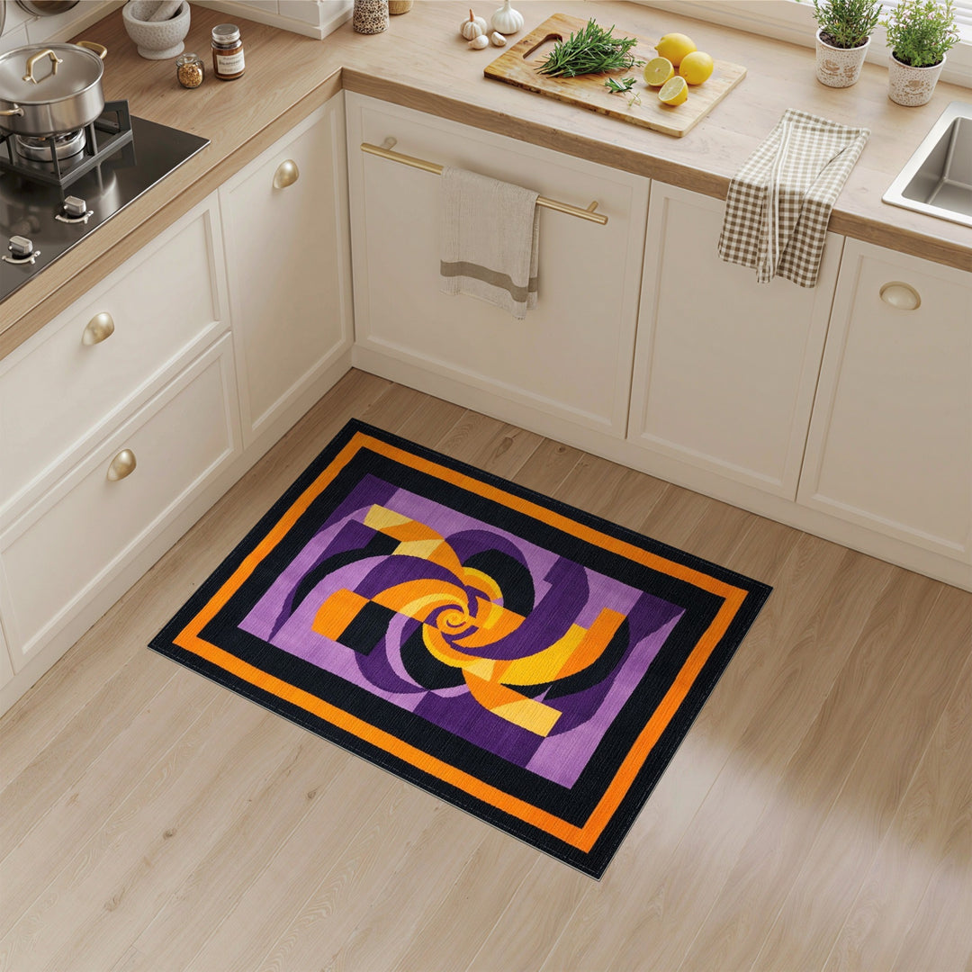 Purple Geometric Spiral Area Rug