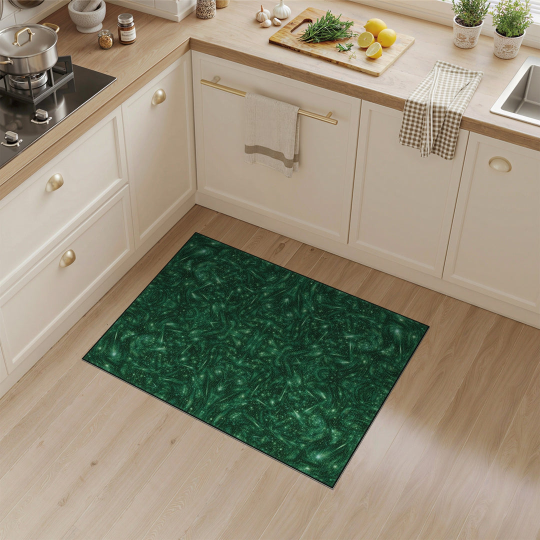Emerald Nebula Green Abstract Area Rug