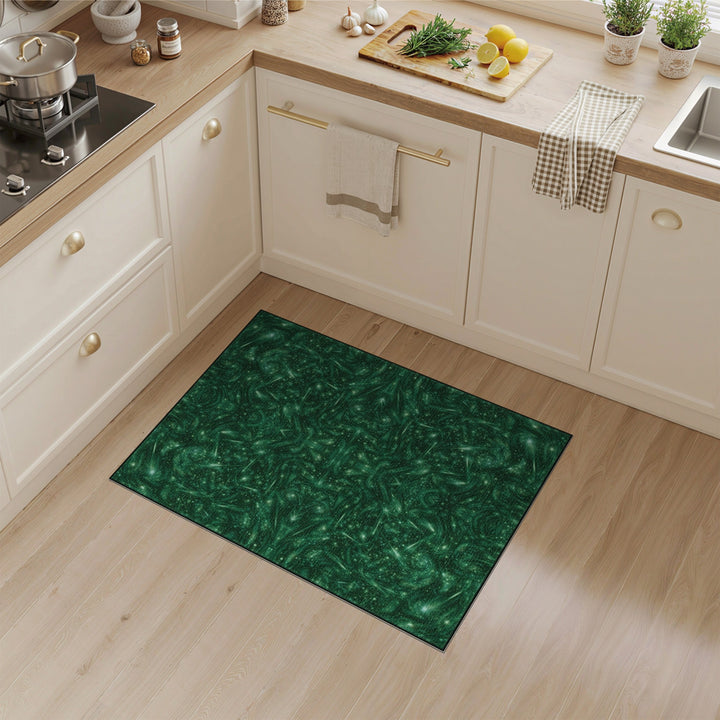 Emerald Nebula Green Abstract Area Rug