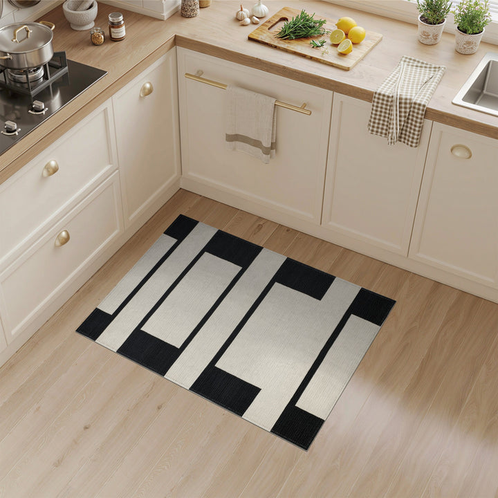 Black White Geometric Area Rug