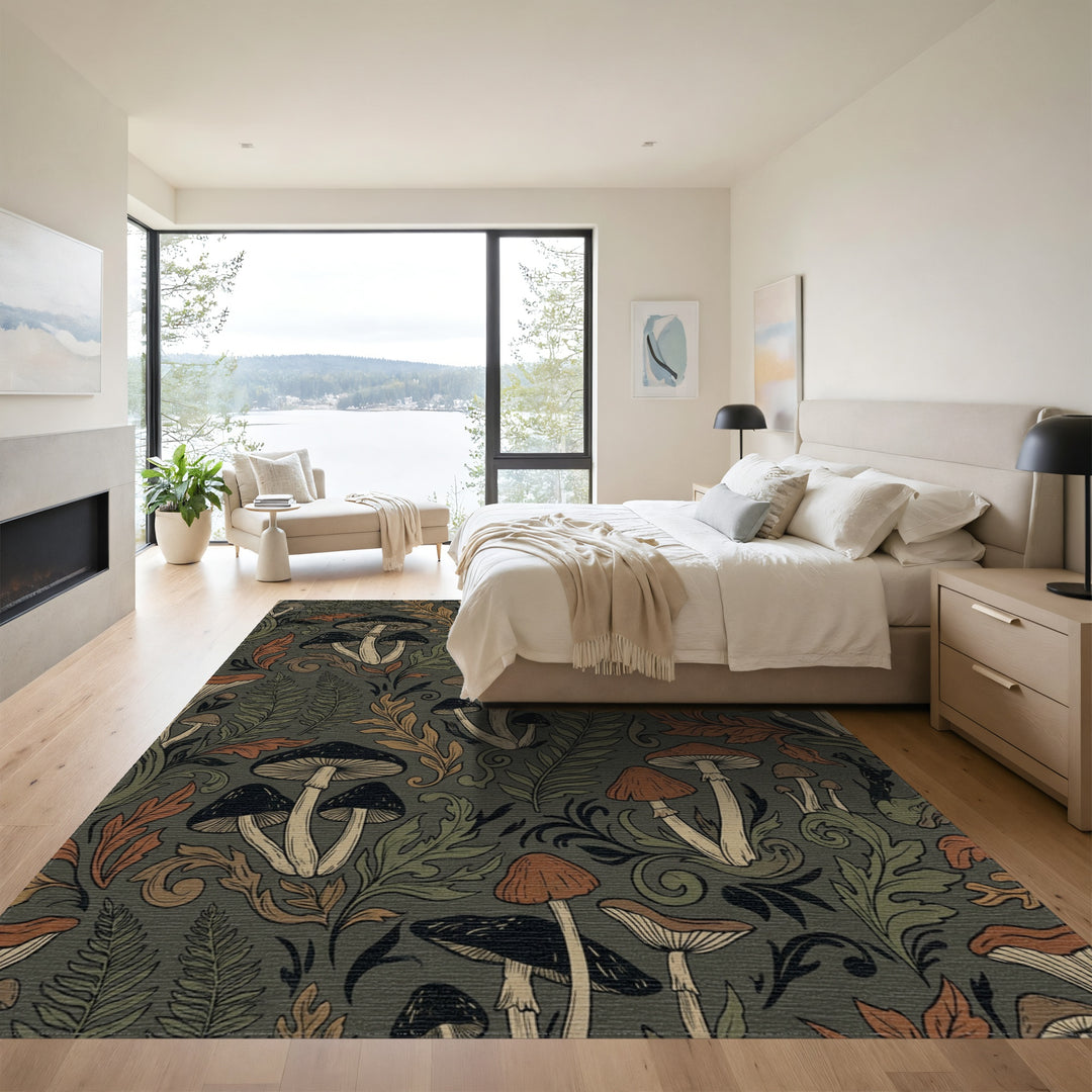 Vintage Mushroom Foliage Medallion Rug