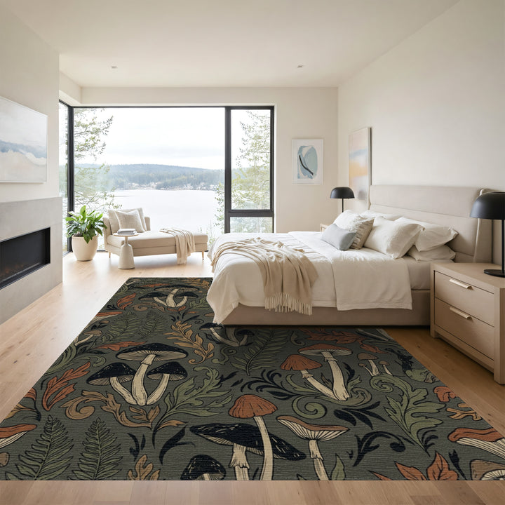 Vintage Mushroom Foliage Medallion Rug