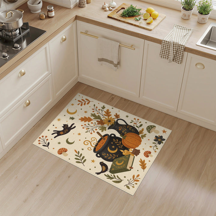 Magical Cauldron Black Cat Area Rug