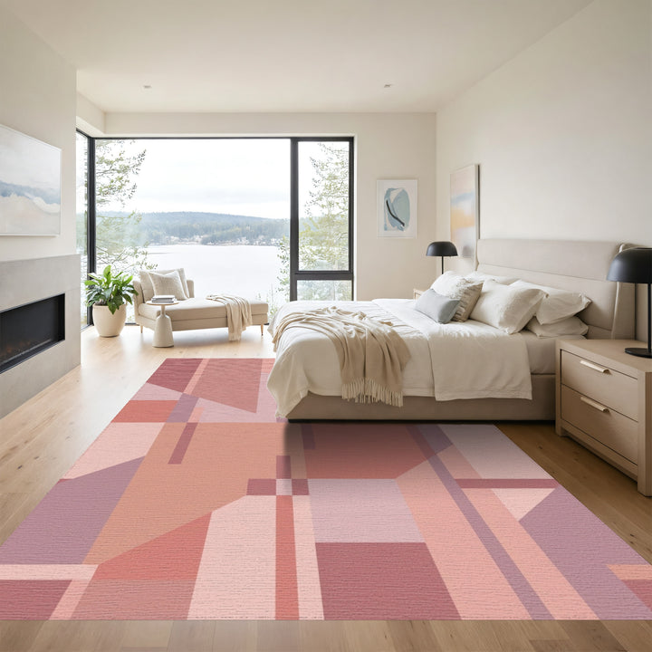 Rose Geometric Abstract Blocks Rug