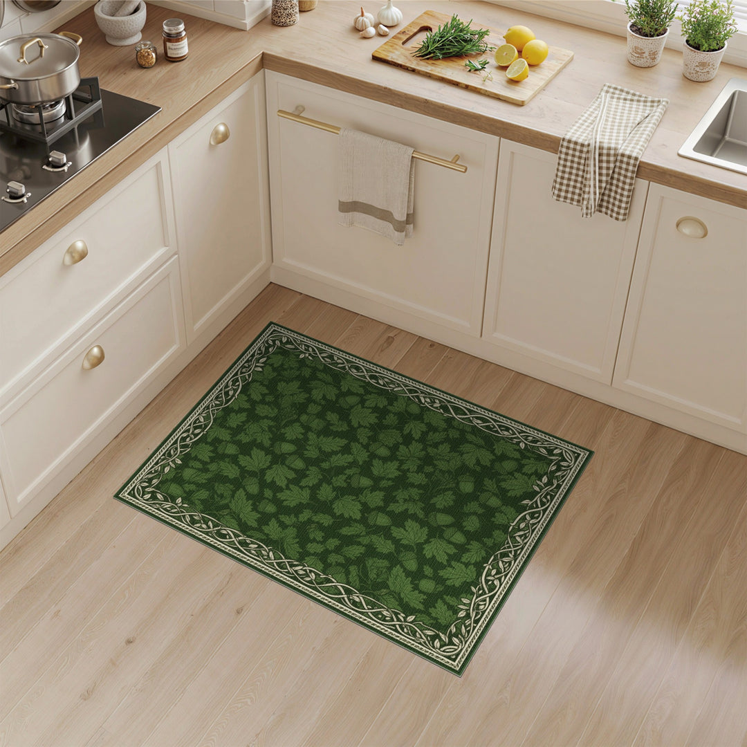 Green Oak Leaf Acorn Area Rug