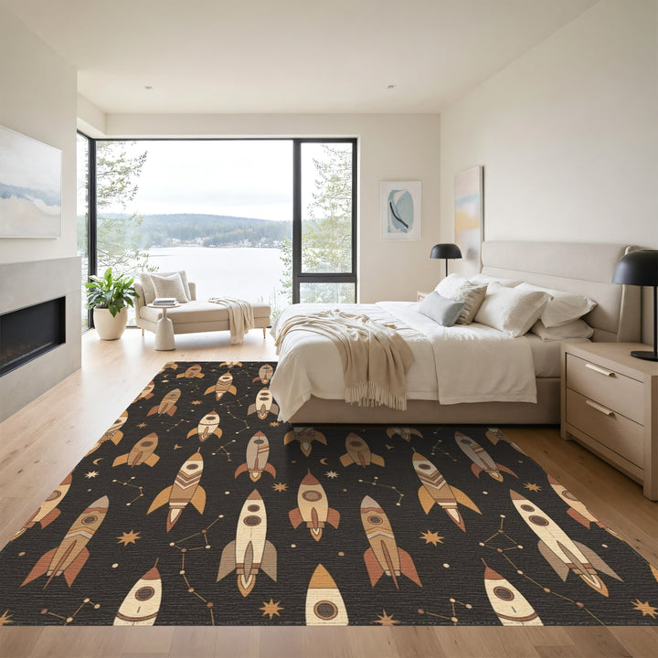 Space Rockets Constellation Earth Tones Rug