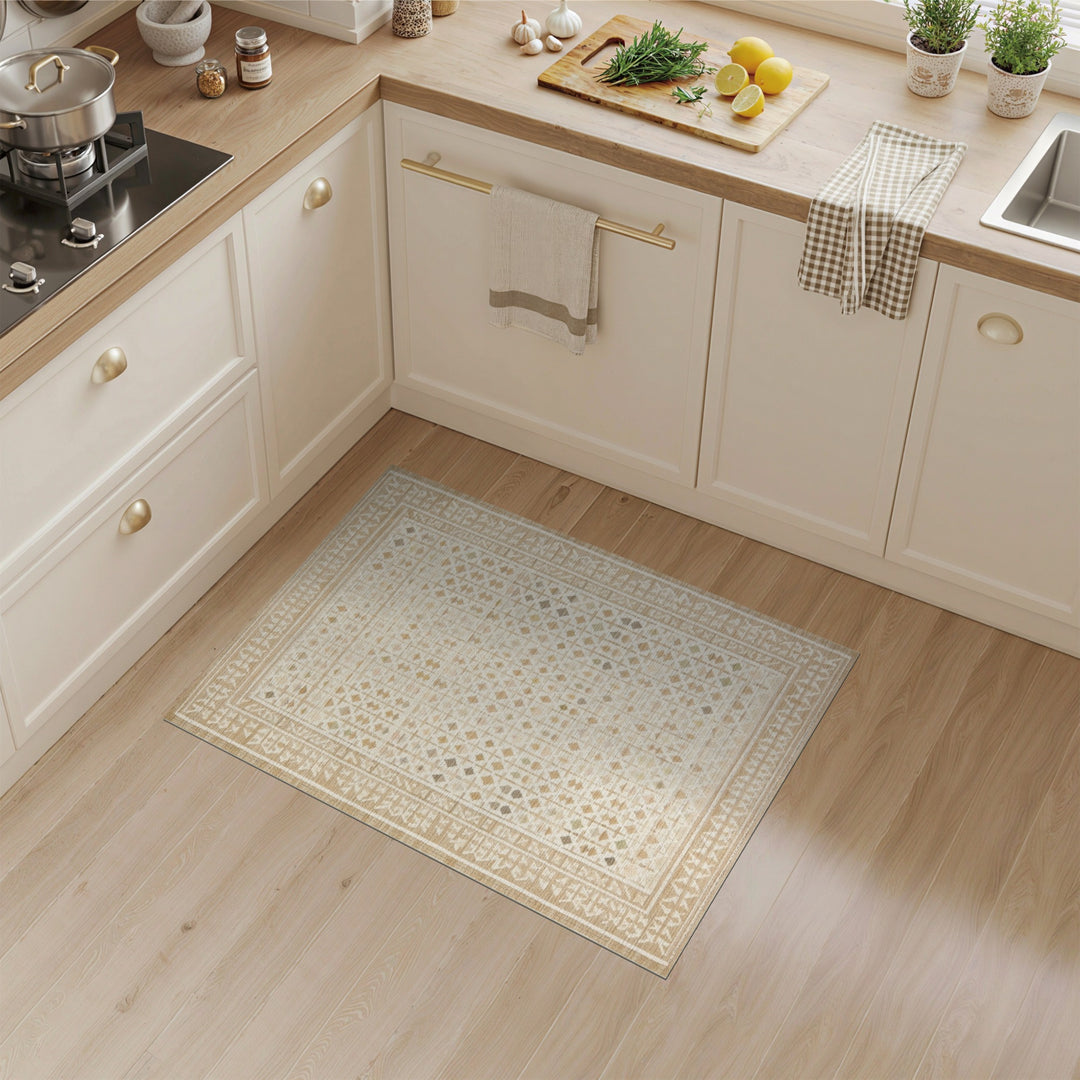 Beige Geometric Diamond Area Rug
