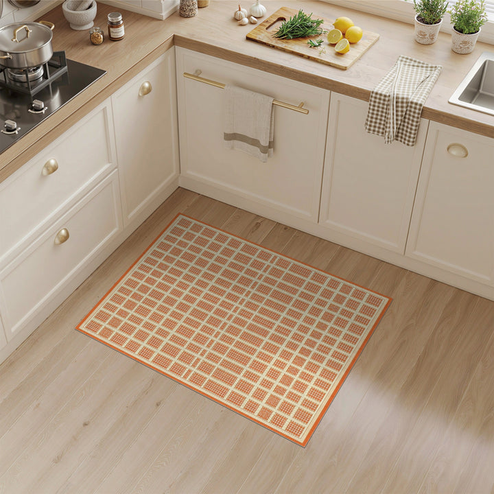 Grid Orange Geometric Grid Area Rug