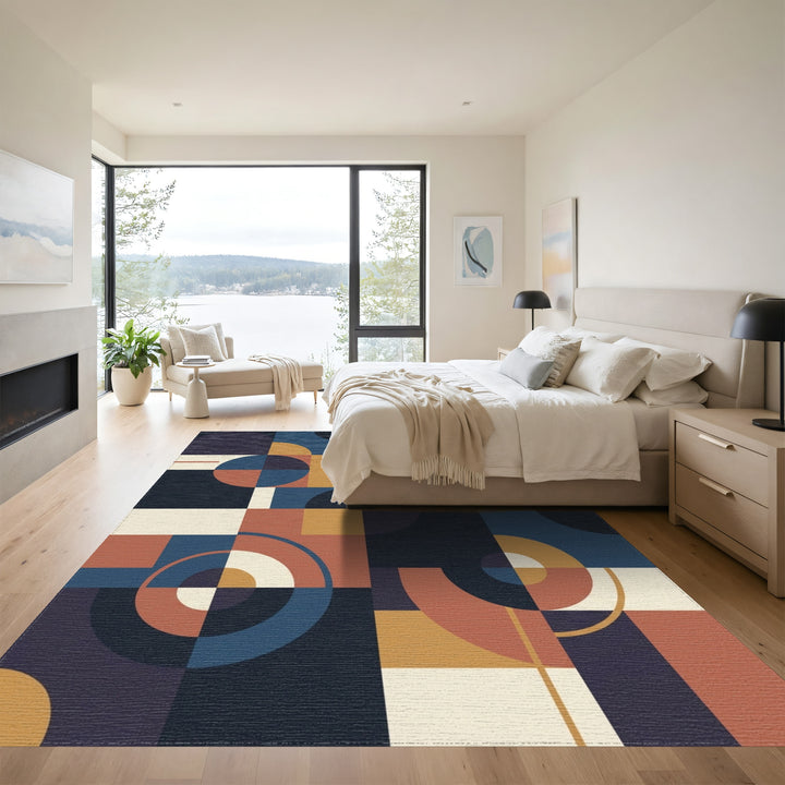 Mid Century Modern Geometric Assemblage Rug