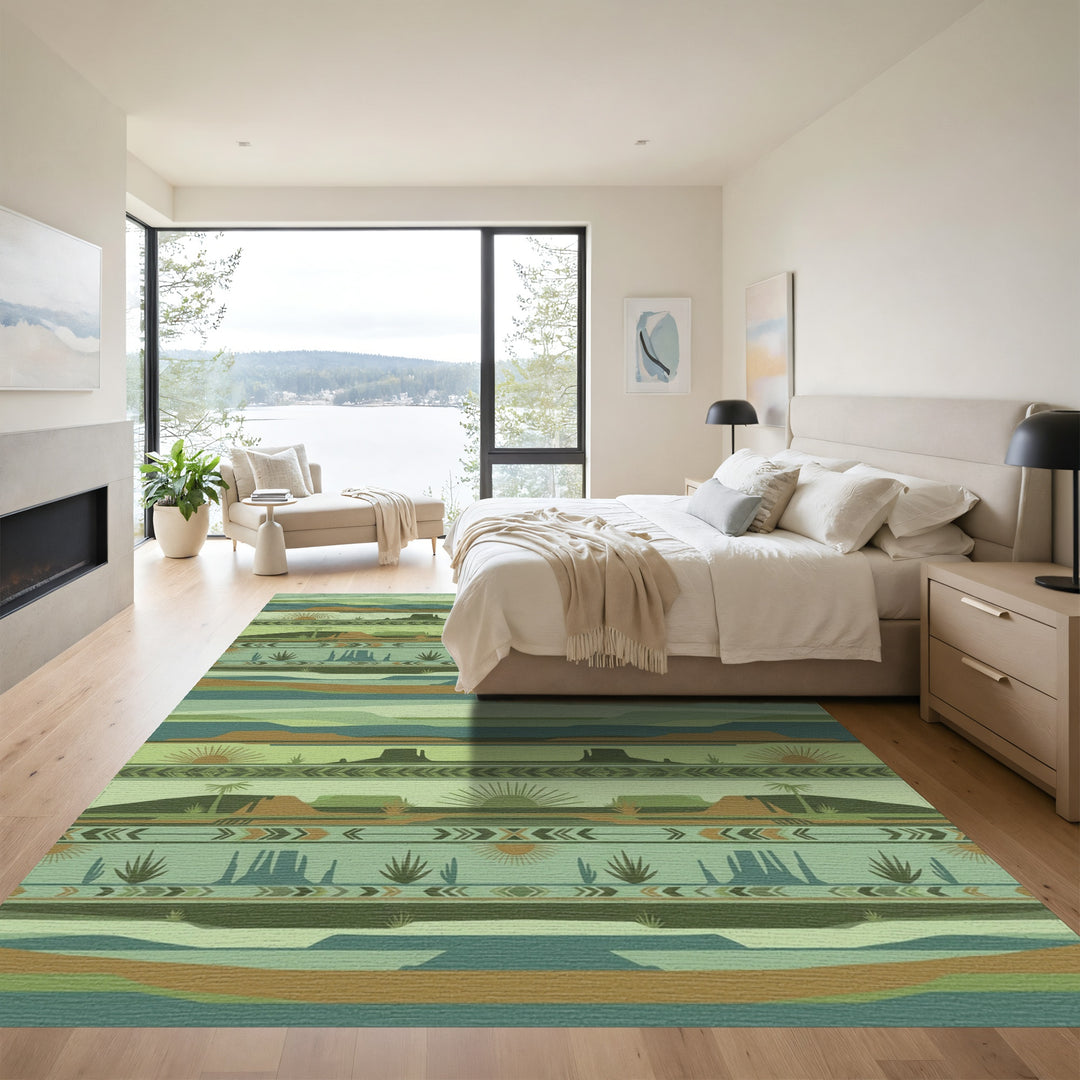 Desert Mesa Sun Landscape Stripes Rug
