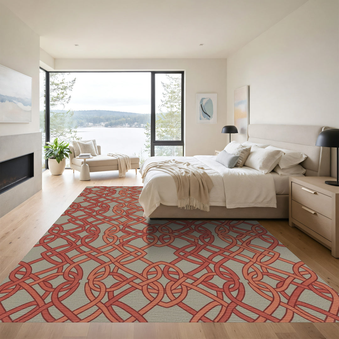 Warm Orange Intricate Interlace Rug