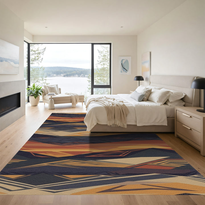 Earthy Canyon Landscape Abstract Layers Rug
