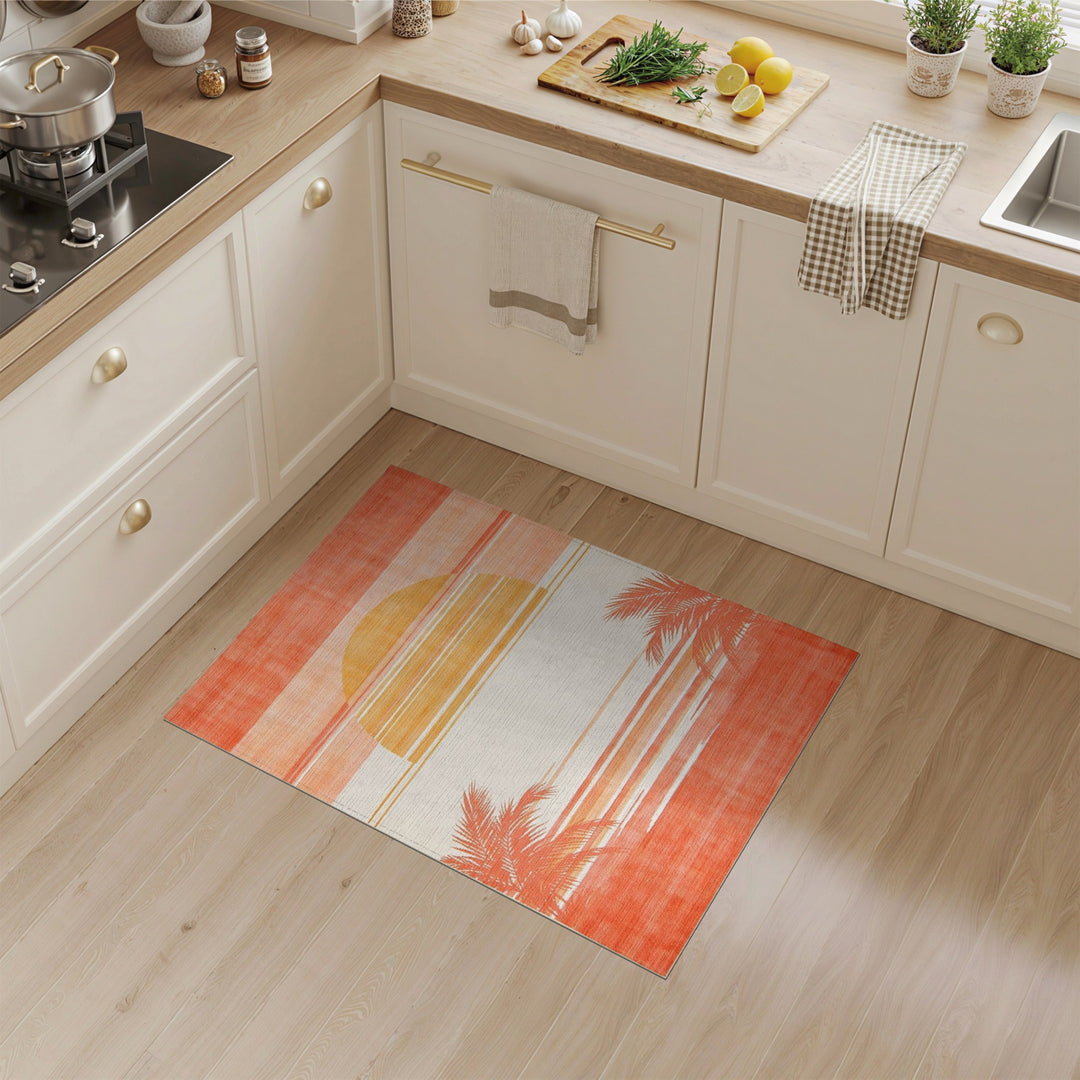 Sunset Palm Orange Area Rug