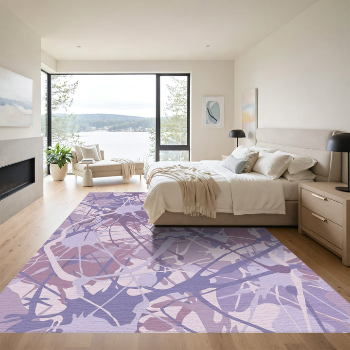 Lavender Splatter Abstract Splash Rug