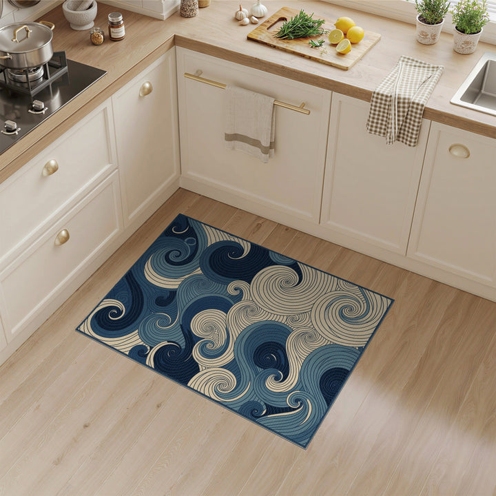 Blue Swirl Abstract Area Rug