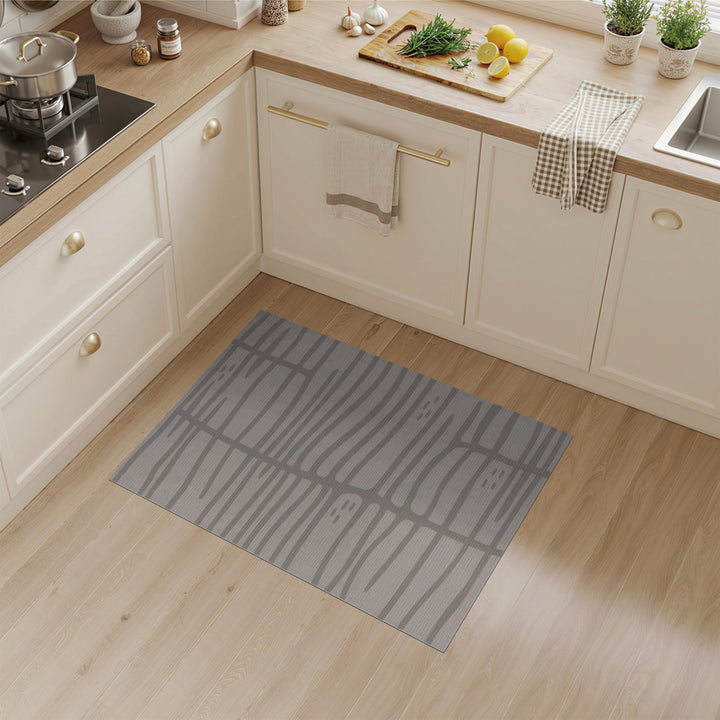 Grey Wavy Grid Area Rug