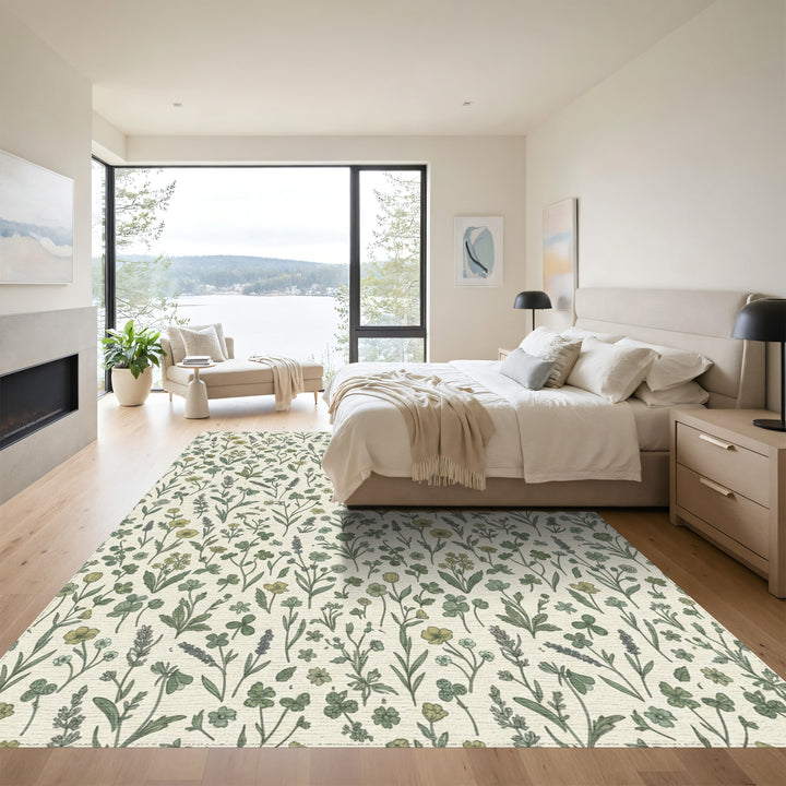 Vintage Verdant Meadow Floral Rug