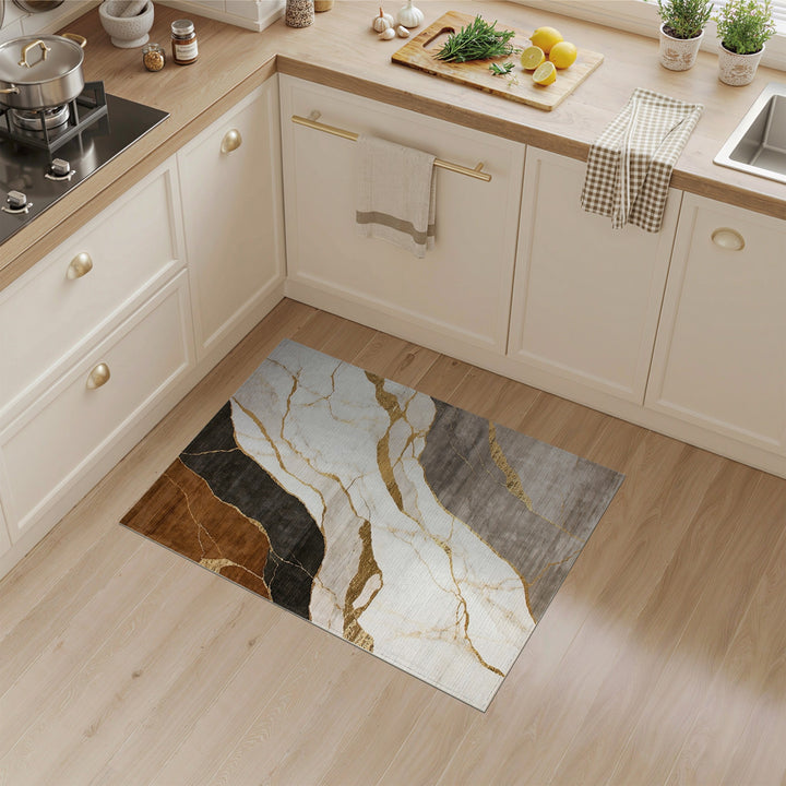 Brown Gold Abstract Marble Area Rug