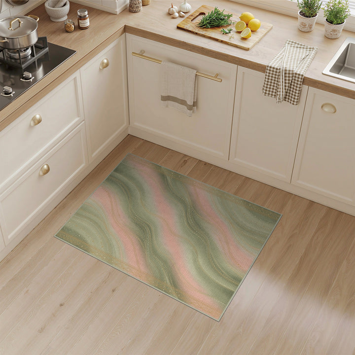 Pink Sage Wave Abstract Area Rug