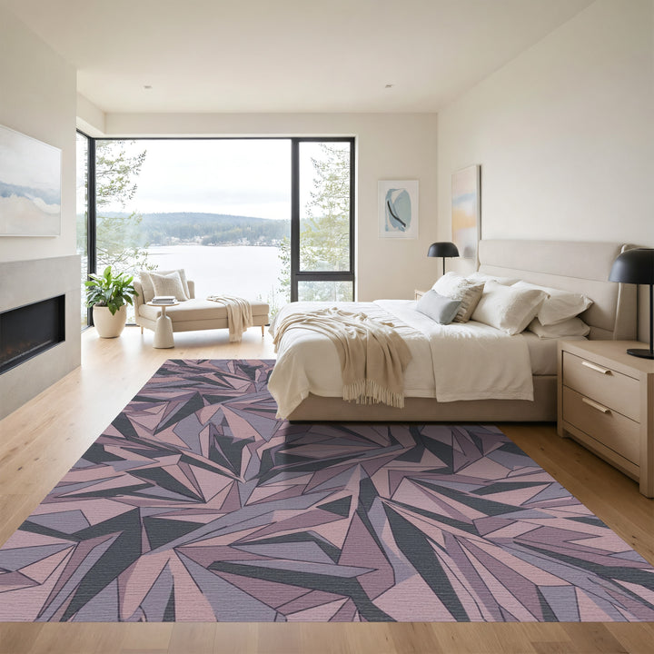 Mauve Crystal Facet Abstract Art Rug