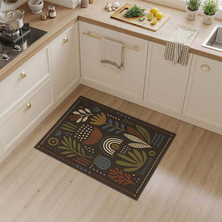 Boho Chic Abstract Botanical Area Rug