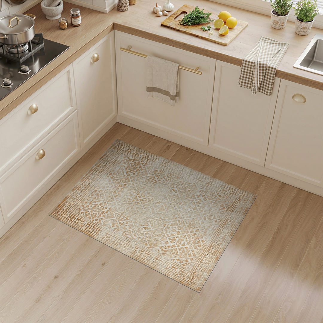 Beige Distressed Vintage Distressed Vintage Area Rug