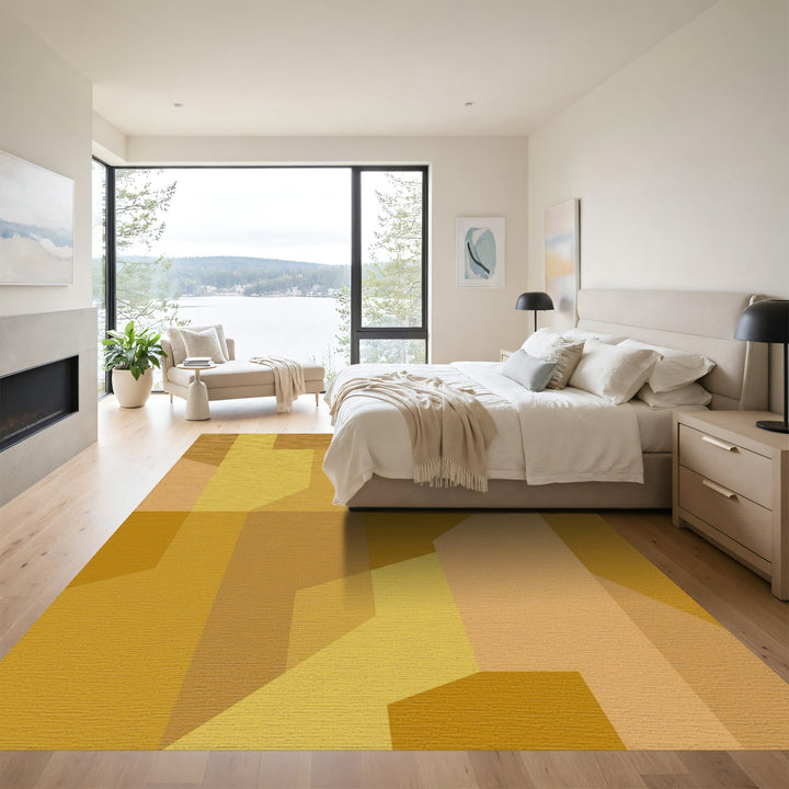 Amber Geometric Interlocking Blocks Rug