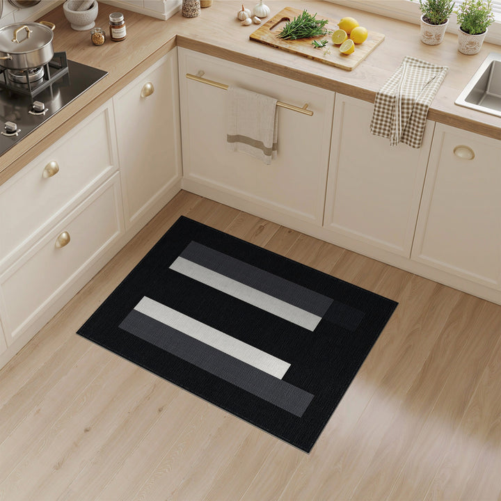 Vertical Black White Vertical Stripe Area Rug