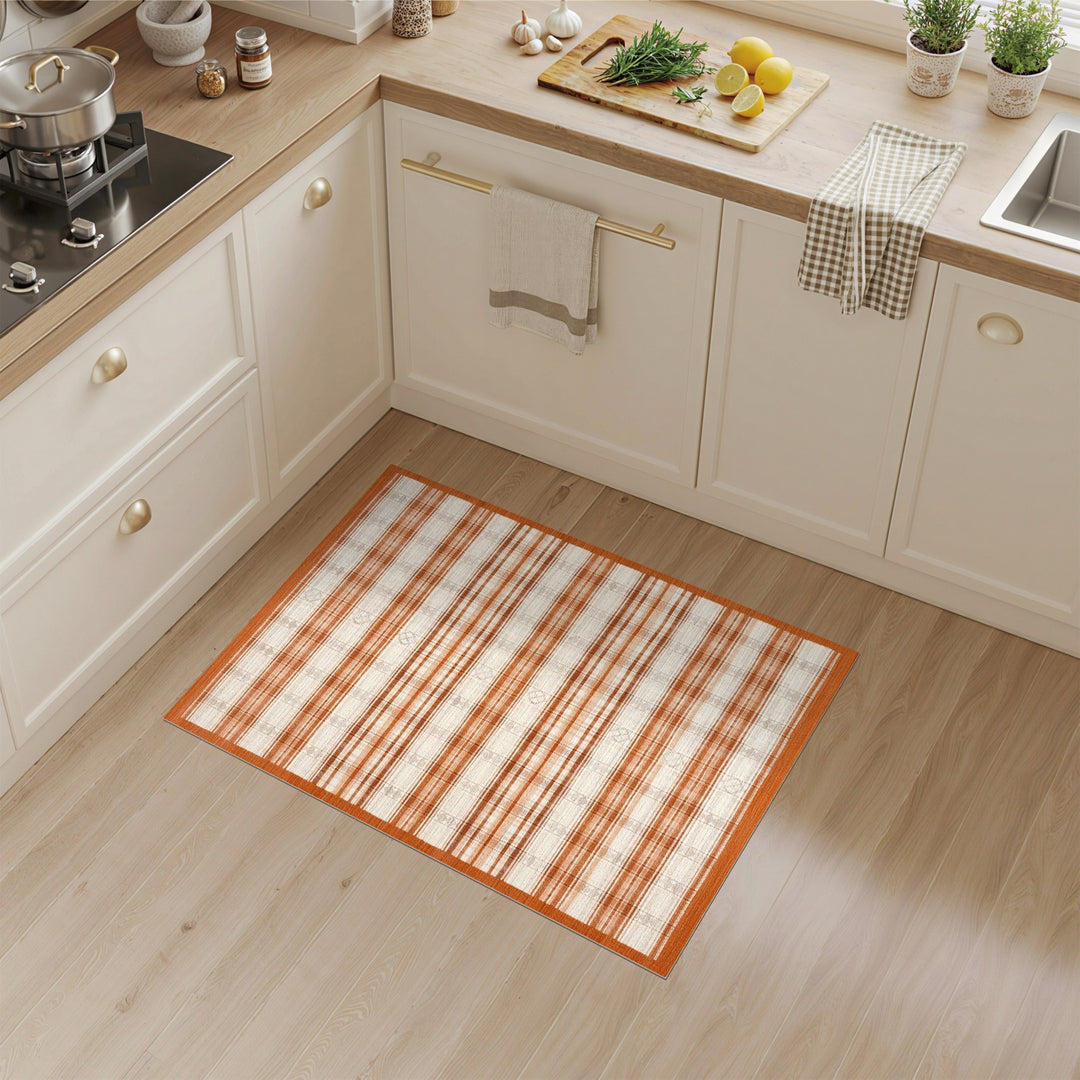 Orange Plaid Farmhouse Area Rug