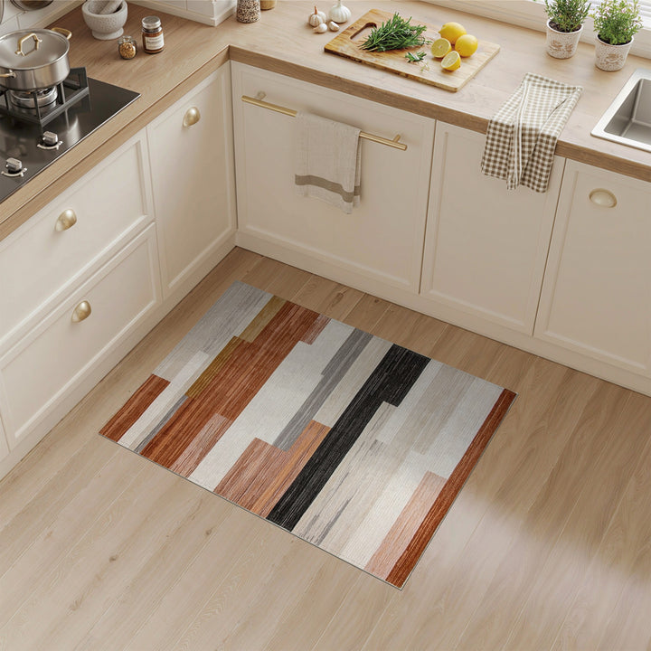 Modern Geometric Striped Brown Area Rug