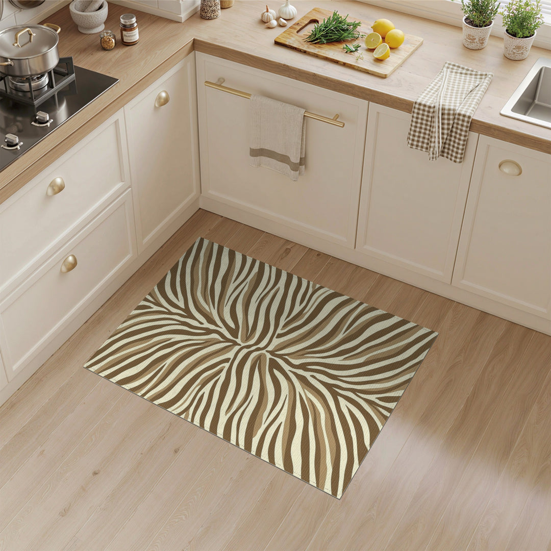 Brown Tan Radial Stripe Area Rug