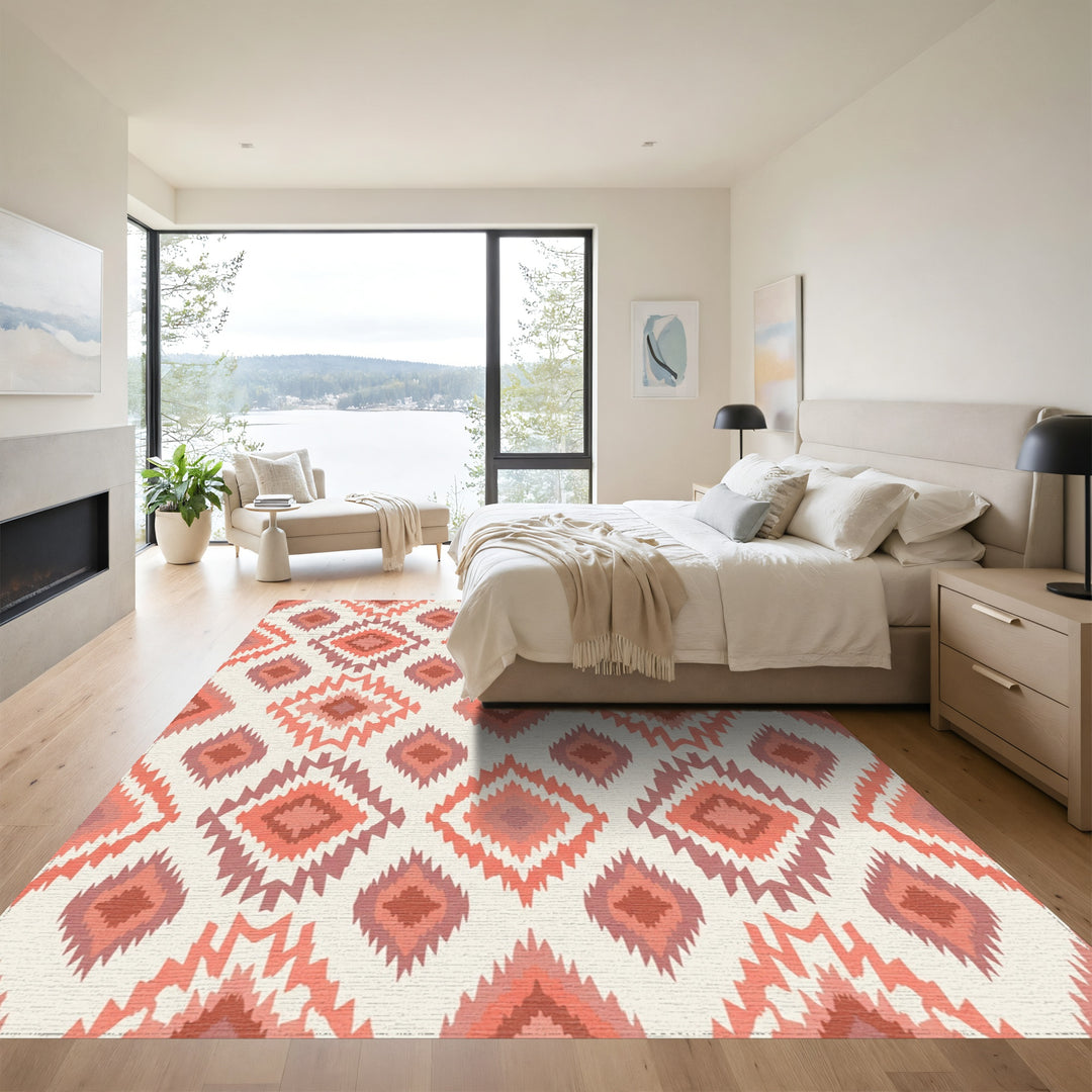Terracotta Tribal Diamond Medallion Rug