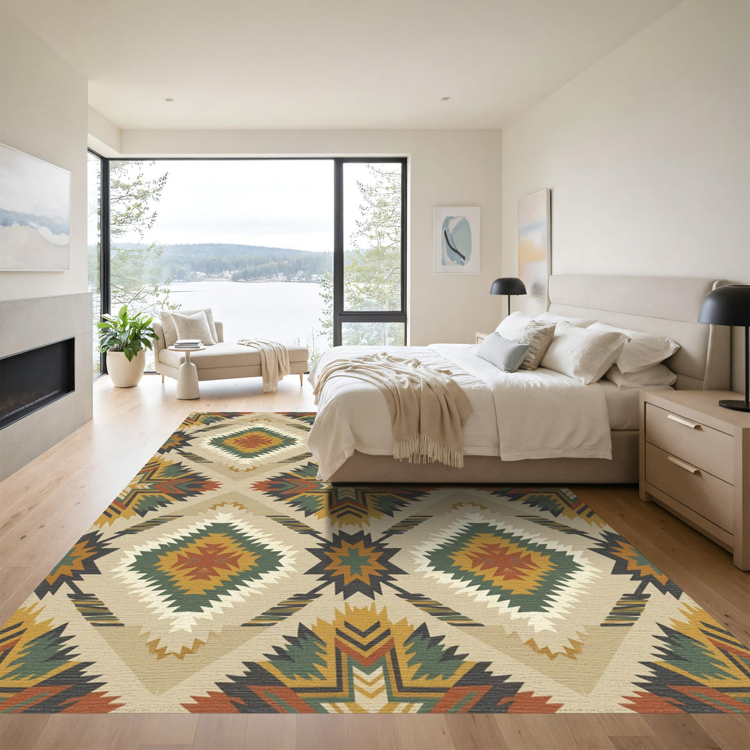 Geometric Southwestern Diamond Medallion Rug