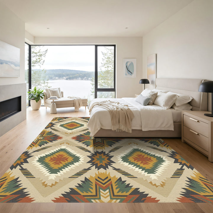 Geometric Southwestern Diamond Medallion Rug