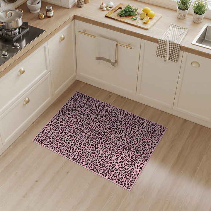 Boho Chic Pink Leopard Print Boho Area Rug