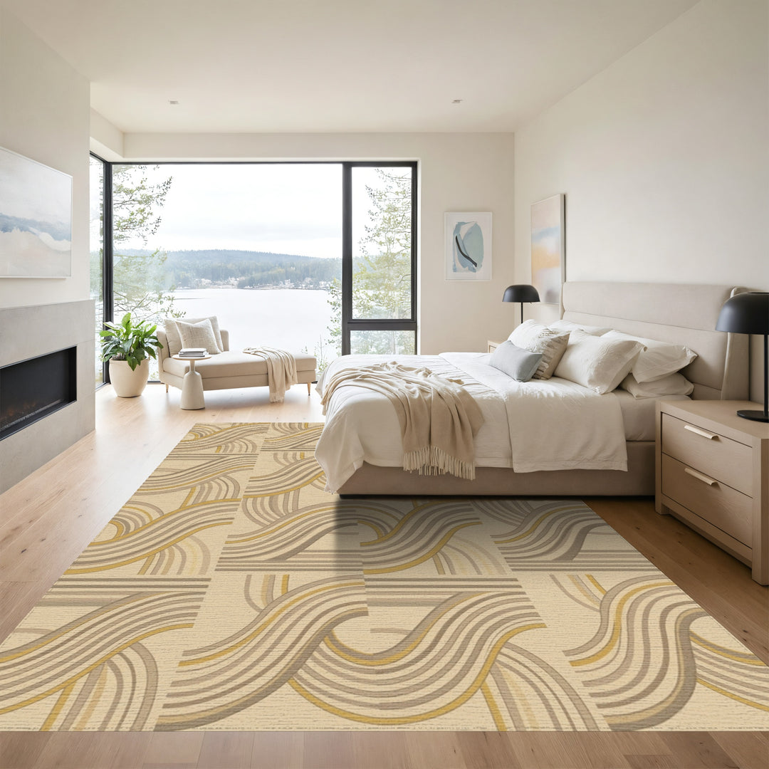Neutral Swirls Geometric Contemporary Rug