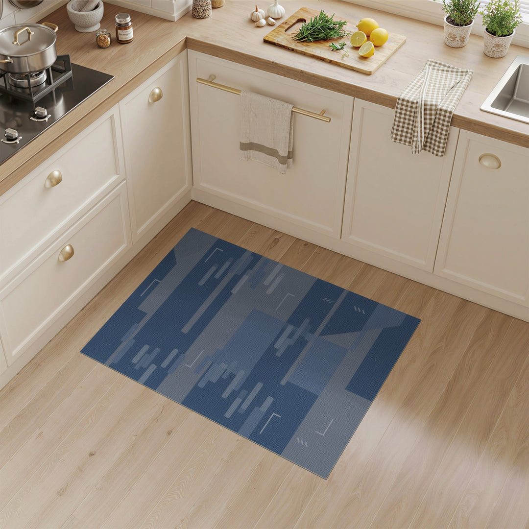 Blue Geometric Abstract Area Rug