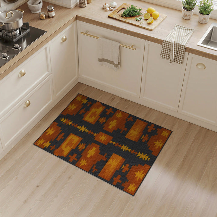 Orange Southwestern Geometric Area Rug