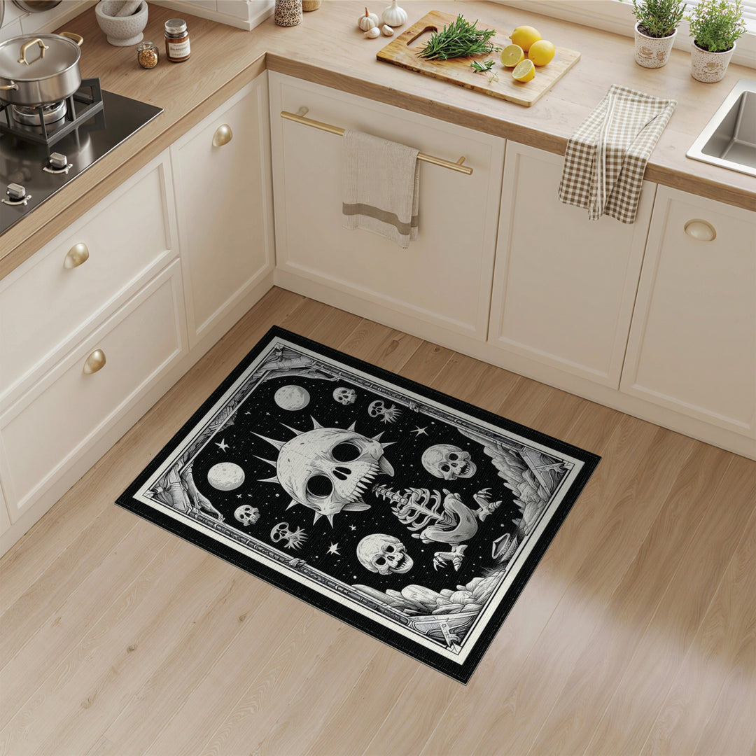 Spiked Skull Skeleton Area Rug