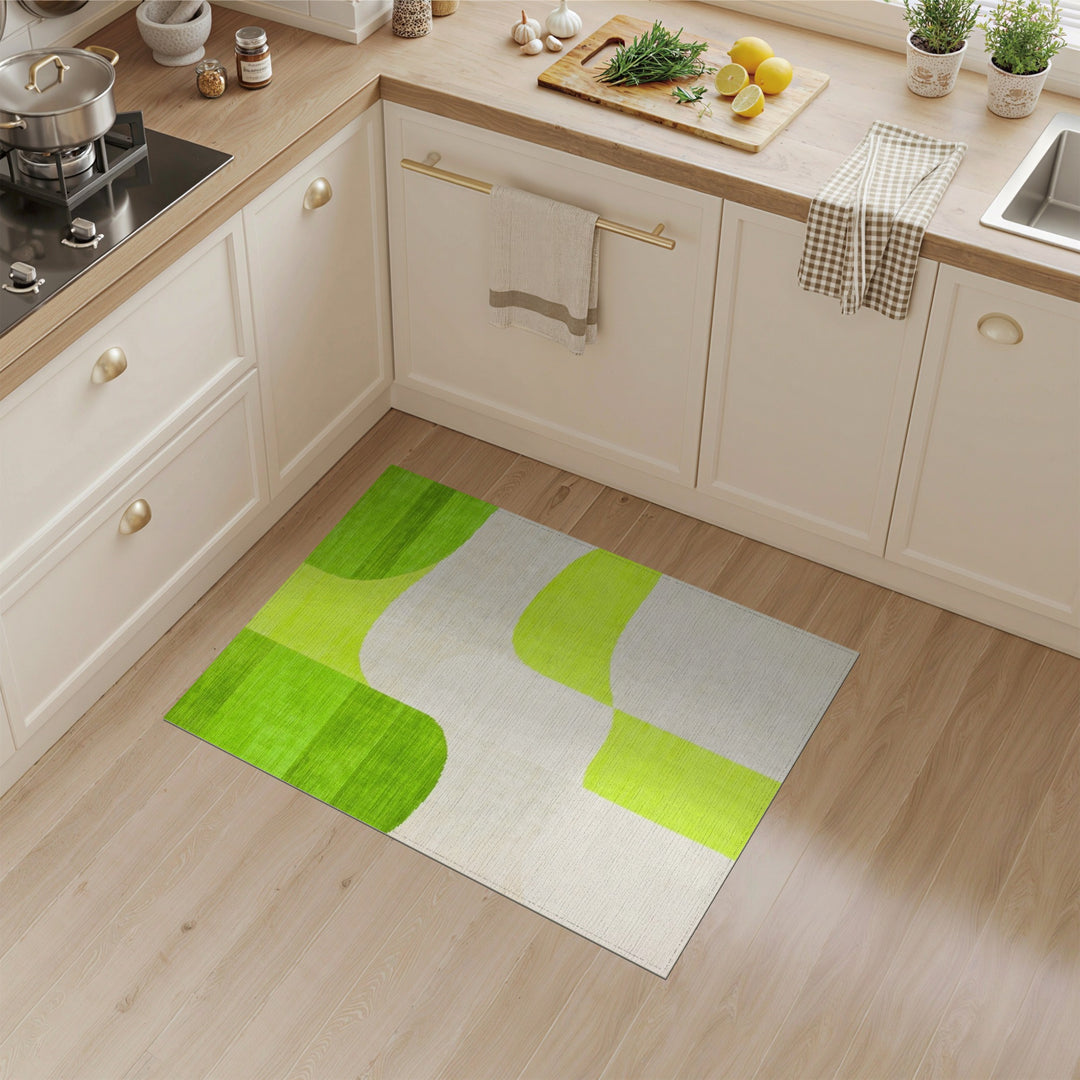 Lime Green Organic Abstract Area Rug