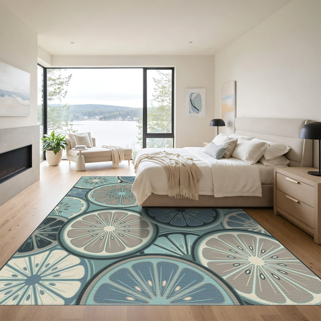 Cool Blue Citrus Slice Medley Rug