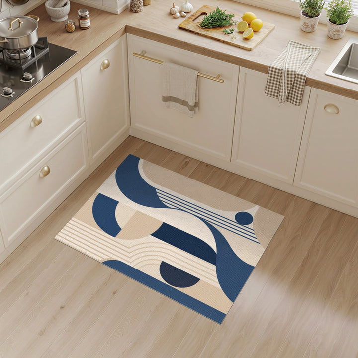 Navy Blue Geometric Area Rug
