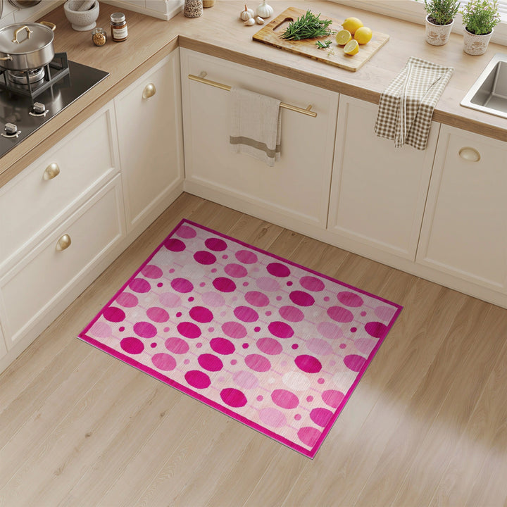 Pink Geometric Oval Area Rug