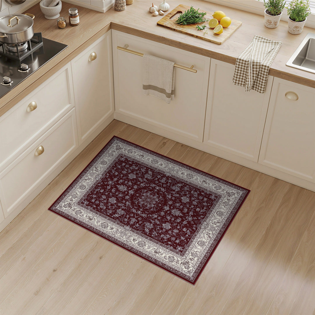Burgundy Red Floral Persian Area Rug